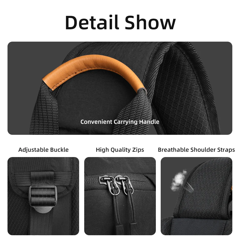 HcanKcan Multifunction Crossbody Bag Man Waterproof Shoulder Bag Short Trip Chest Bag Portable Casual Messenger Bags Slim Pack