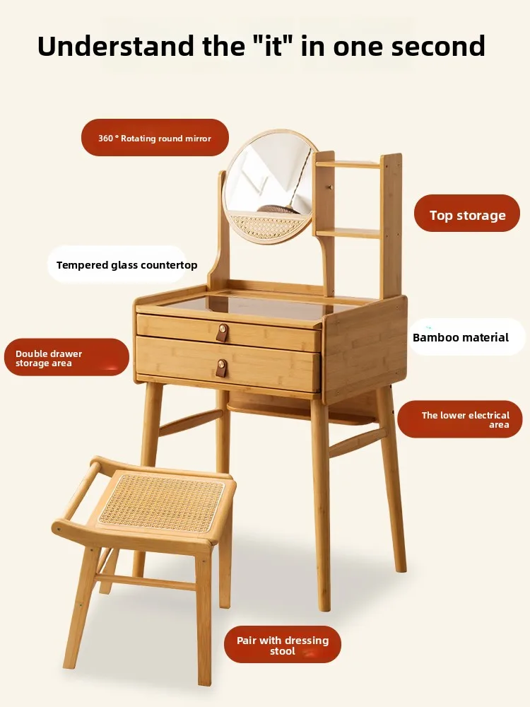 

Новый туалетный столик-комод 2025 года для спальни, для небольшой квартиры, прикроватная тумбочка, интегрированный шкафчик, простой комод-тумба