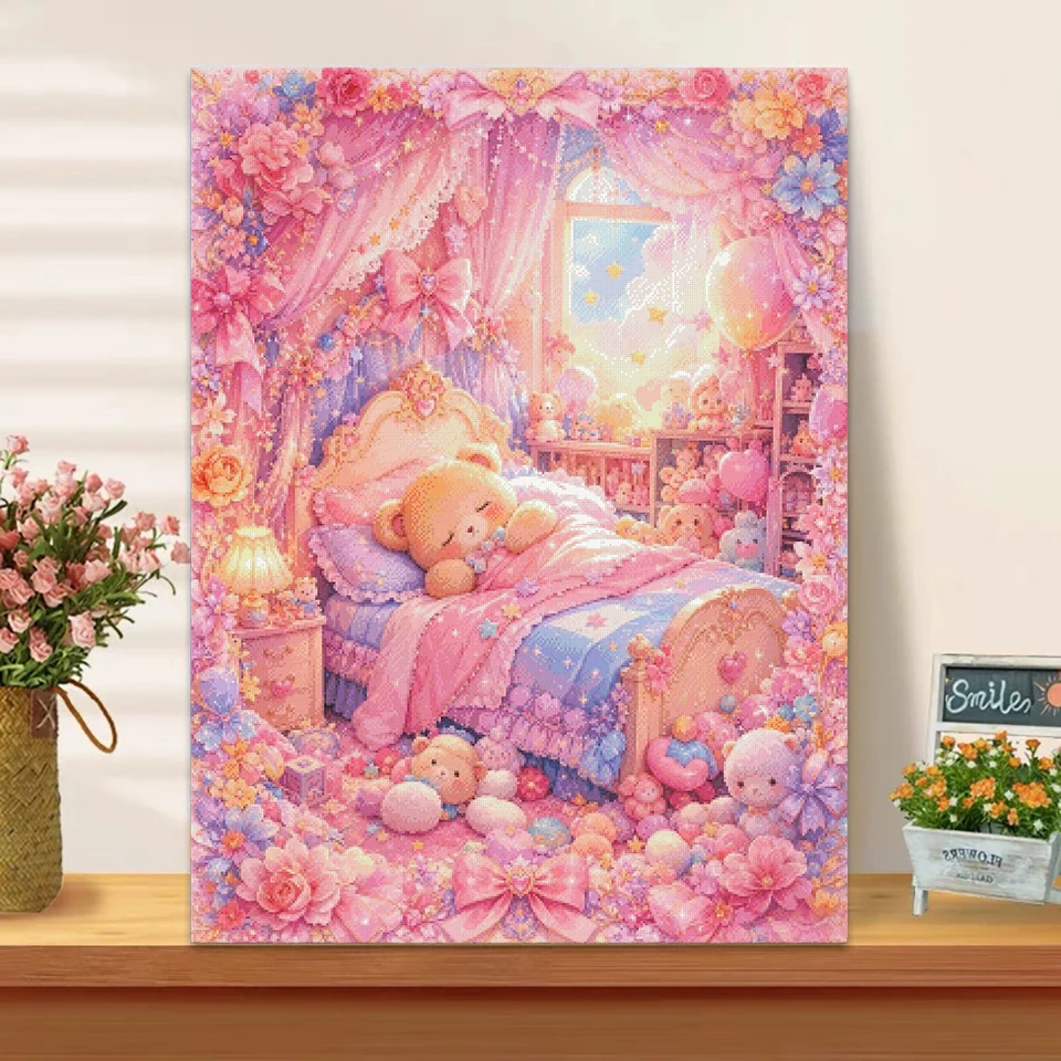 Full Fairy Dust Crystal Bear Cure Cartoon 5D Diamond Painting Cross Stitch Mosaic Kits Home Decor DIY Handmade Gift New Arrival view 2
