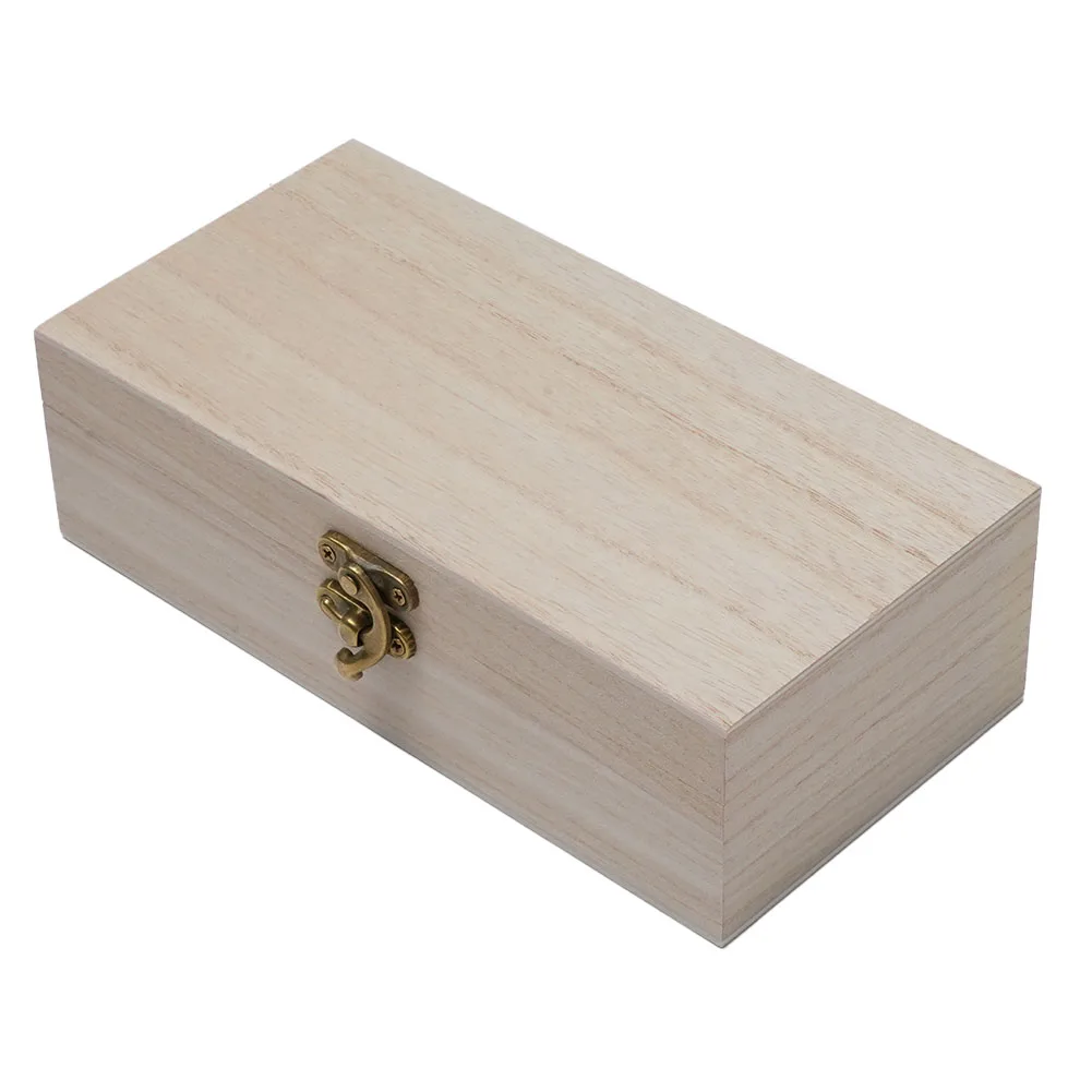 Retro Jewelry Box Desktop Natural Wood Clamshell Storage Decoration Wooden Home Storage Organization Boxes Bins 20X10X6cm