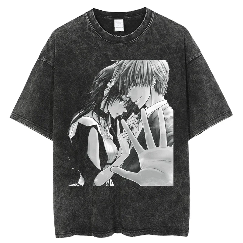 Camiseta lavada de Anime japonés Kaichou wa Maid sama, camiseta estampada fresca, ropa de calle de Manga, camisetas de Hip Hop, venta al por mayor