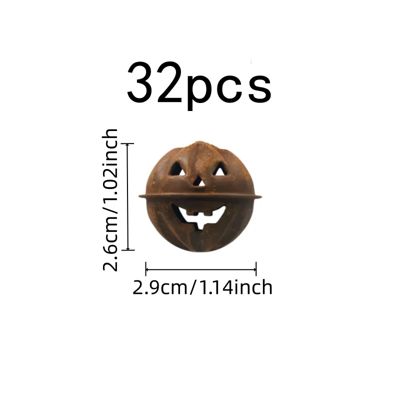 32 pcs Halloween Decoration Bells, Vintage Rusty Finish for Pet Collar Accessory, Multipurpose, Versatile