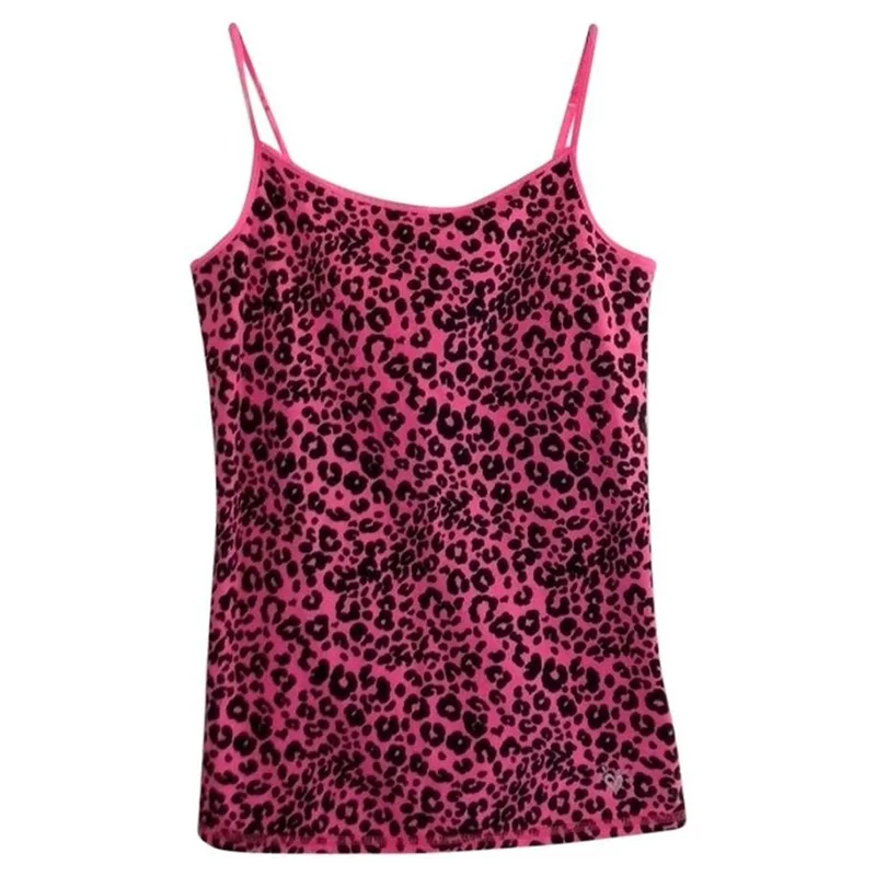 Bretelle con stampa leopardata Tinta unita Streetwear American Retro Pendolarismo Comodo top corto anni 2000 Top da donna punk sexy chic