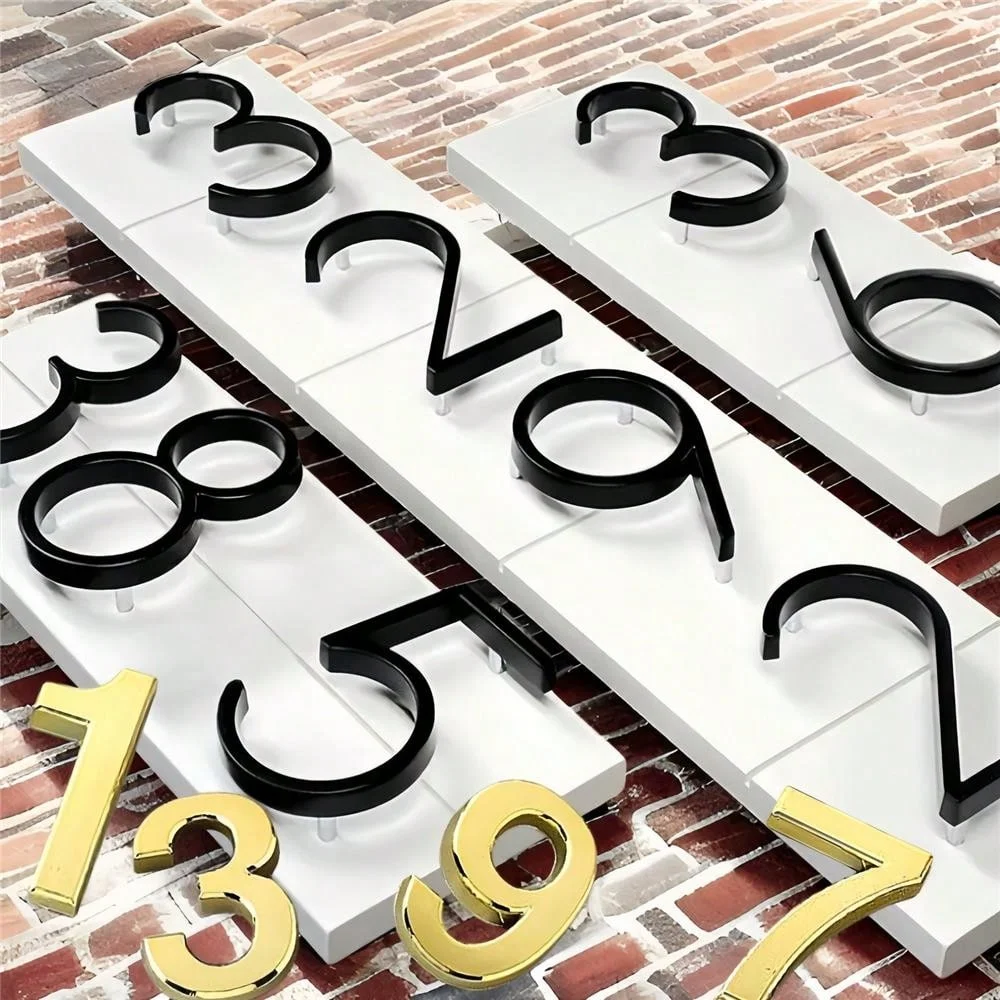 Acrylic Floating House Numbers, Modern Metal Texture, Outdoor Address Signs, Black & Gold, 911 Visibility, Party & Garden Decor,