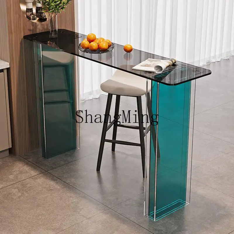 

Барный стол CL с утолщенным закаленным стеклом, высокий, узкий, длинный, современный, простой, для прихожей.