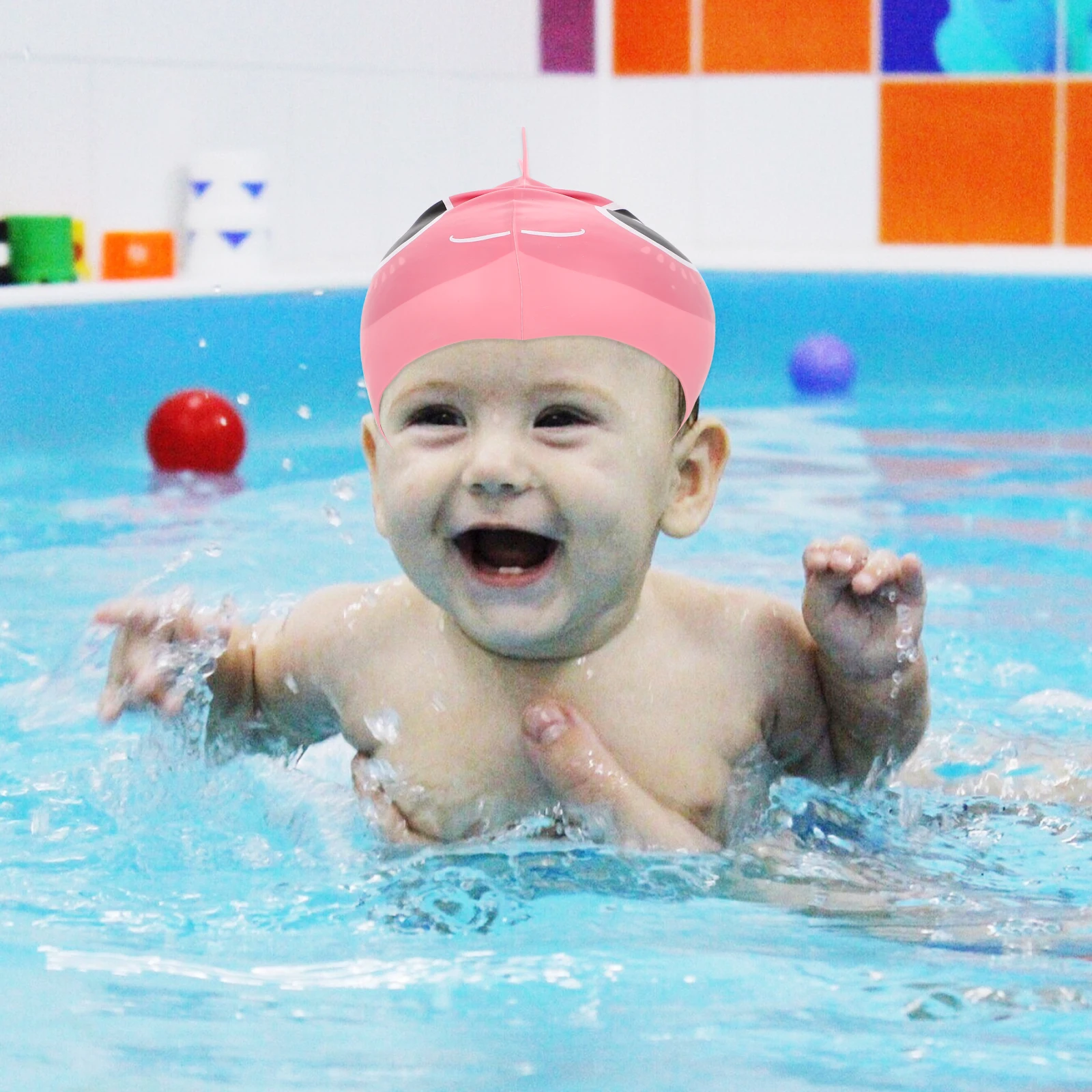 

Silicone Kids Swim Caps Waterproof Swimming Caps Dinosaur Design Boys Girls Swim Hat Cartoon Baby Hat Fits Toddlers Elasticity