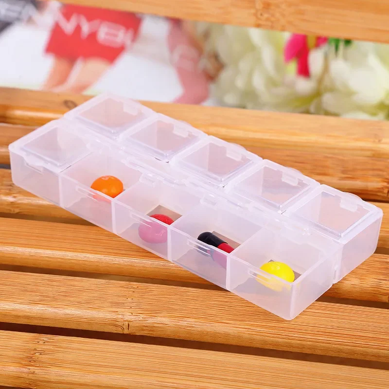 10 Grids Independent Adjustable Plastic Storage Box For Small Component Ring Jewelry Organizer Bead Pills Tool Nail Art Tip Case