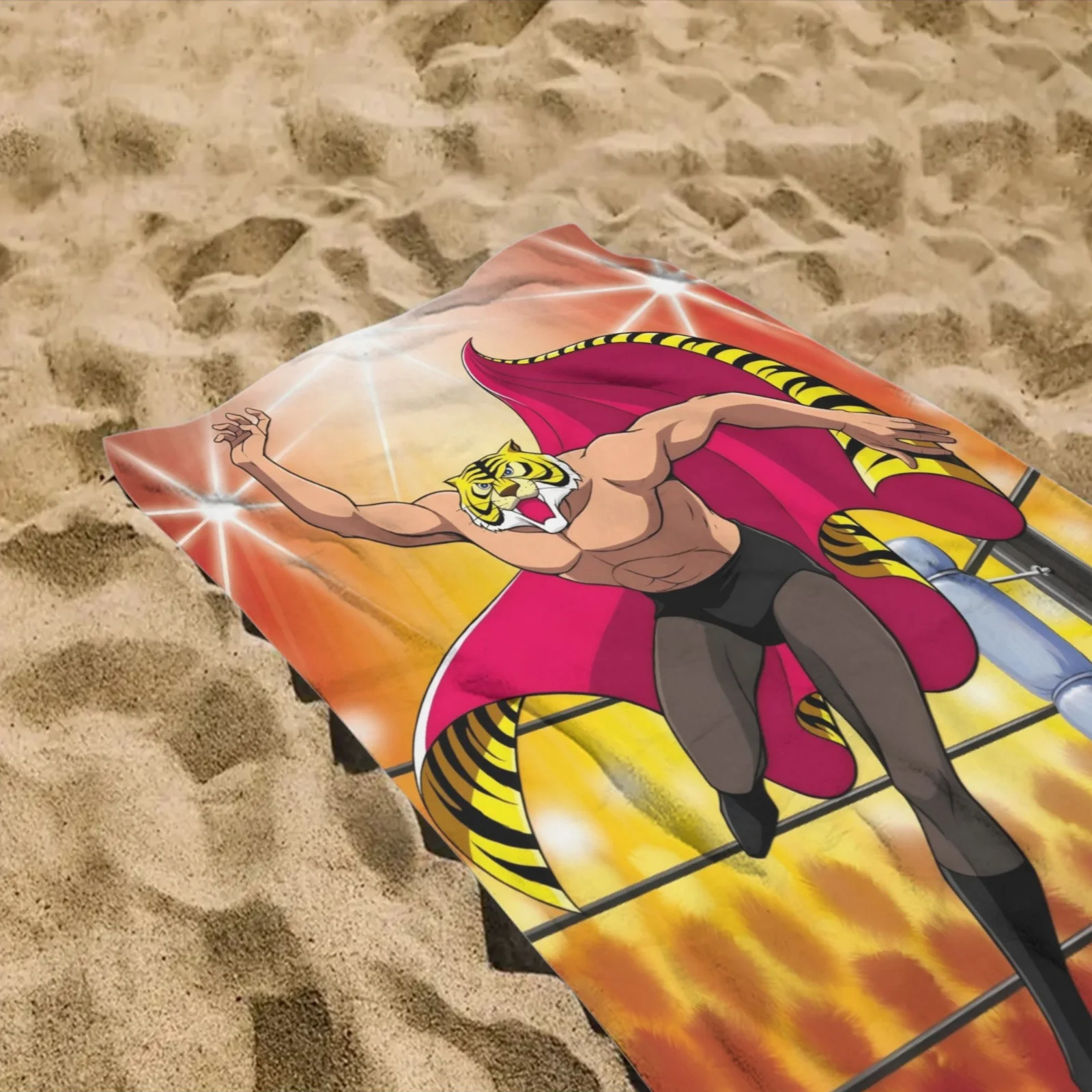1pc T-Tiger Mask Classic Japanese Wrestling Anime Beach Towel Microfiber Quick Dry Bath Towel For Pool Beach Travel Anime Fans
