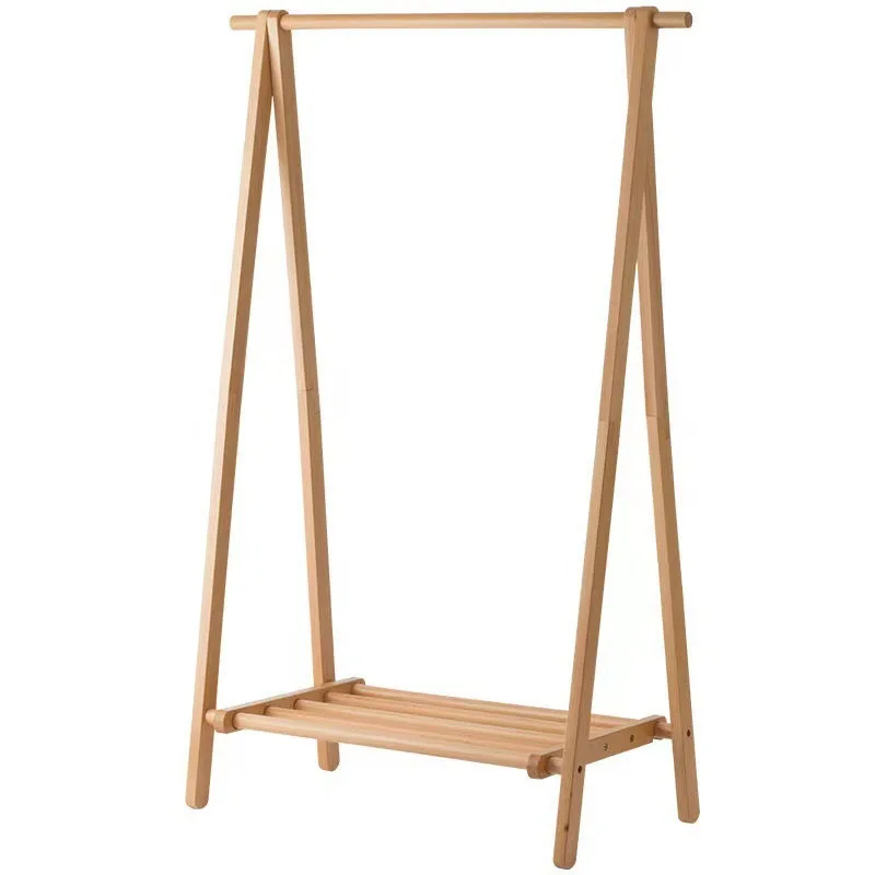 

Pure solid wood foldable coat rack, bedroom simple clothes rack, multi-functional floor-to-ceiling household drying