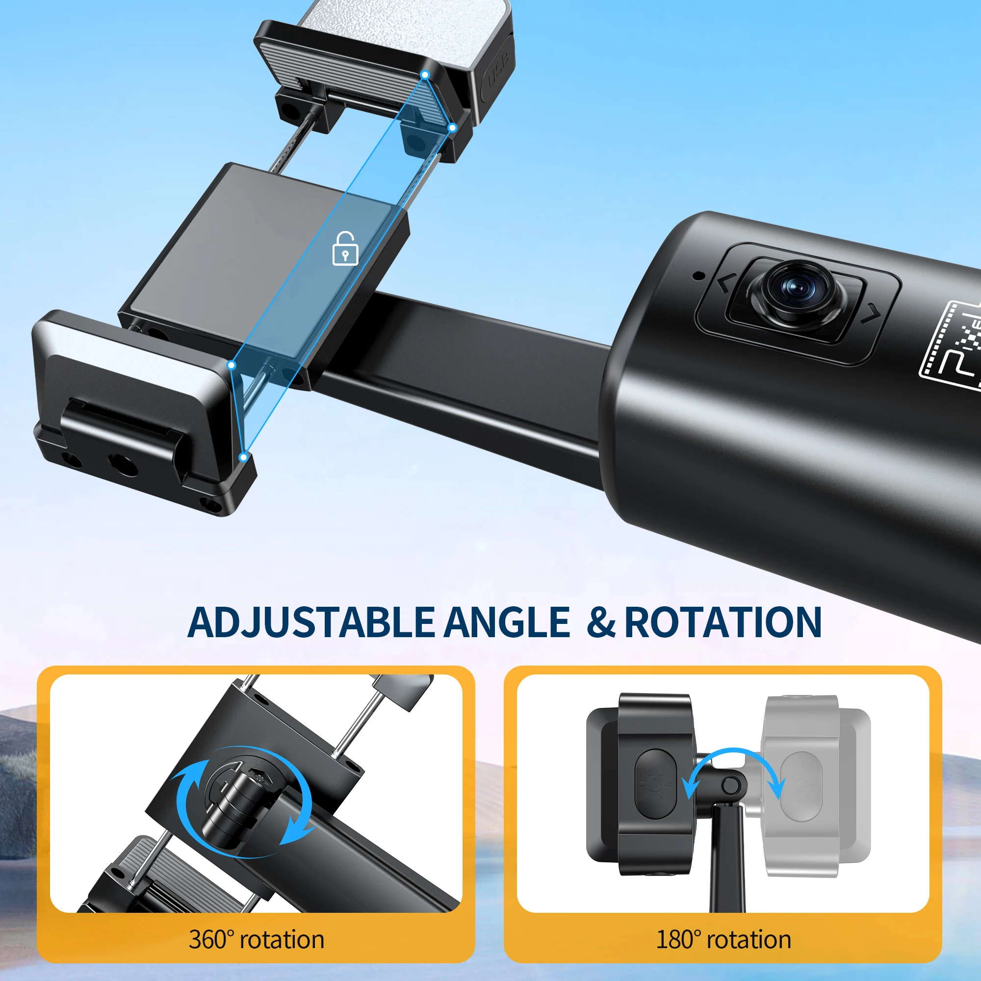 Pixel Auto Tracking Selfie Stick 360 ° Follow-up Tracking Fill Light Gimbal stabilizzatore supporto per telefono per la fotografia Tiktok
