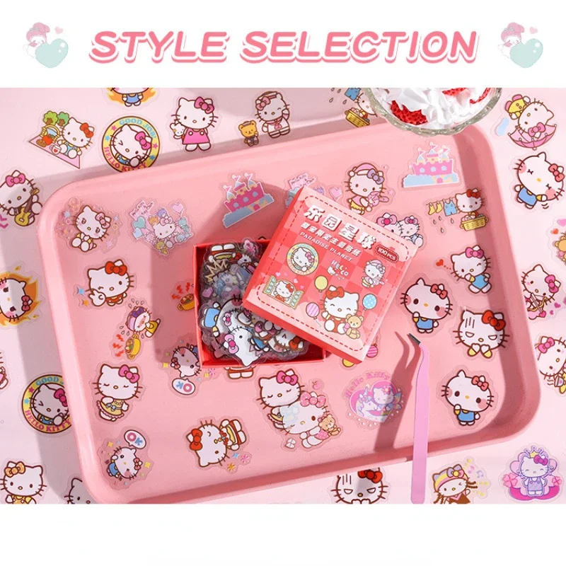 100Pcs/Set Kawaii Anime Sanrio Stationery Sticker Sweet Pet Limited Handbook Waterproof PVC Stickers Diy Creative Guka Sticker