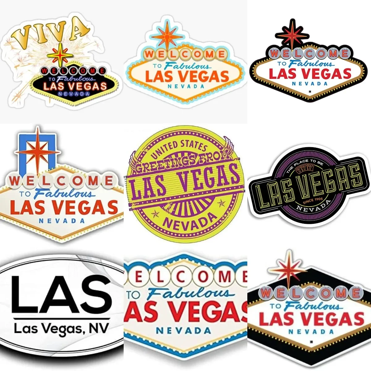 

Creative Las Vegas Emblem PVC Accessories Sticker for Decorate Fridge Wall Car Van Bicycle Truck Motorcycle Window Helmet Decal