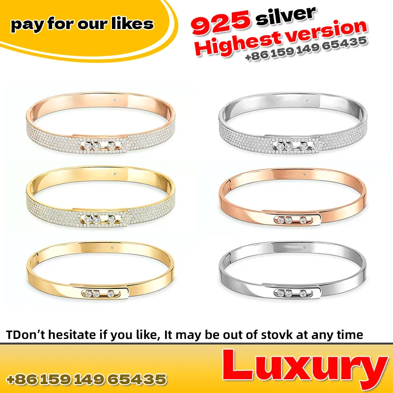 

S925 silver luxury high quality jewelry, MOVE bracelet, classic sliding clasp design, exquisite party and Valentine's Day gift