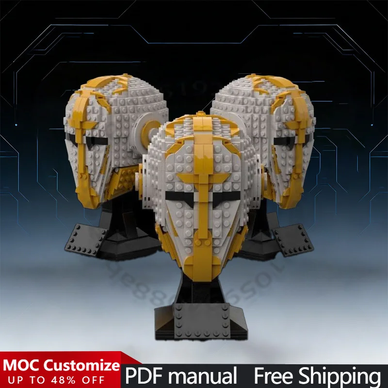 

504 детали: Модульный конструктор MOC «Шлем рыцаря храма» – креативная модель для самостоятельной сборки, подарок для мальчиков на праздники