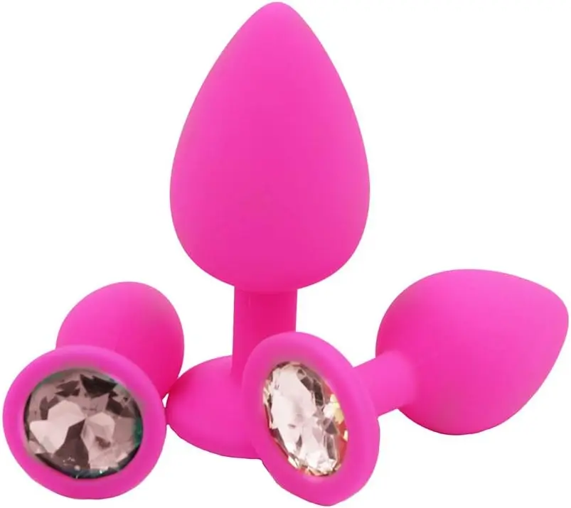 MS.YU 3PCS Sex Toy Silicon Anal Set Butt Plug Training Kit Silicone Anal Plug For Women & Men Beginners (pink)