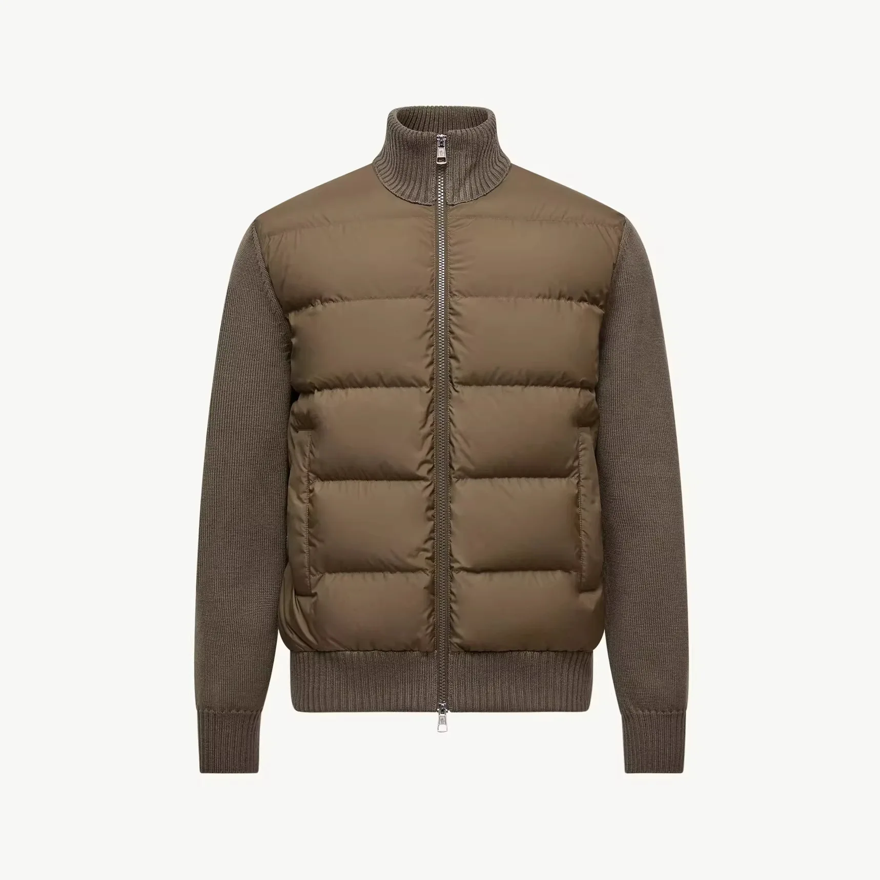 Men Winter Padded Coat Patchwork Long Sleeve Stand Collar Sweater Jacket Casual Warm Cotton Coat Outerwear Male Clothes