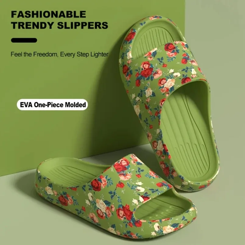 

House Cloud Slippers Women Floral Slide Sandals Plus Size Soft Beach Shoes Flat Summer Indoor Outdoor Footwear Eva Home Men