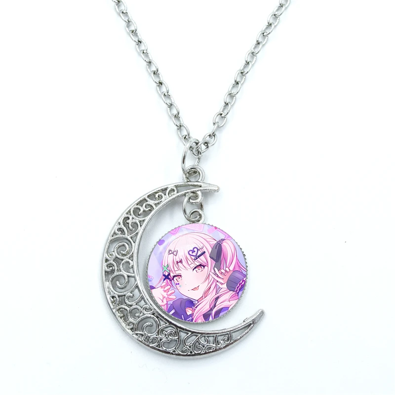 Project SEKAI Anime Wonderlands×Showtime Akiyama Mizuki Nightcord Glass Dome Cabochon Crescent Moon Necklace Statement Jewelry