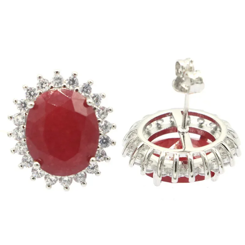 5g 925 SOLID STERLING SILVER Customized Earrings Lovely Cute Real Green Emerald Real Red Ruby  CZ Bride Wedding