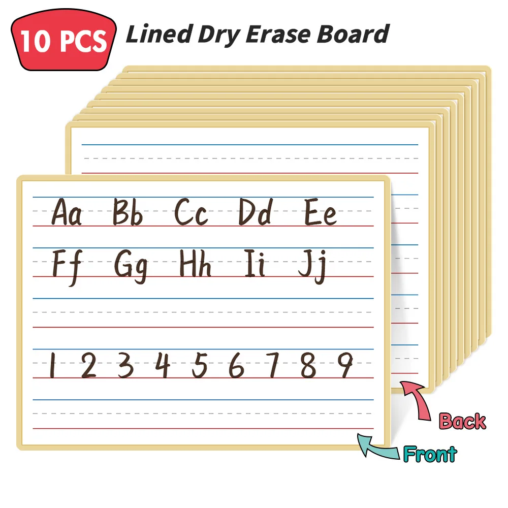 children's Learning Aids Double Sided Erasable Table with 10 Sheets Three Line Two Grid Alphabet Writing Practice