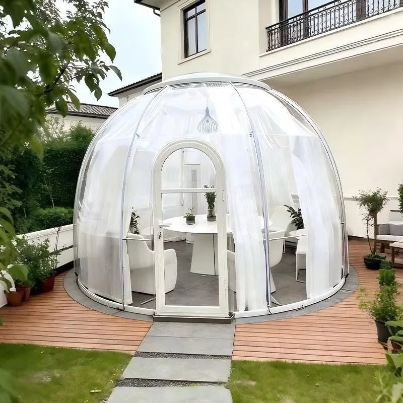 Modern Aluminum Outdoor 360-degree Transparent Starry Sky Tent Winter Heating Sunroom Popular Restaurant Stall Spherical Bubble