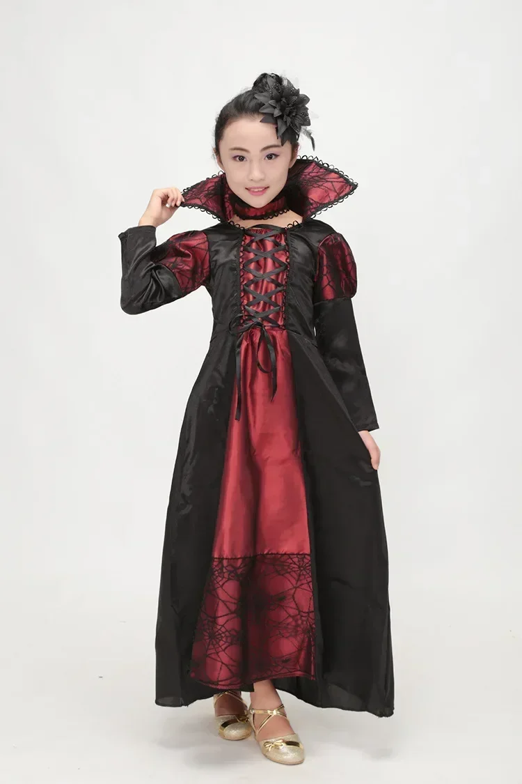 Kinder Gothic Geisterbraut Vampir Kostüm Jungen Mädchen Halloween Tag der Toten Karneval Cosplay Party Outfit – Detail 3