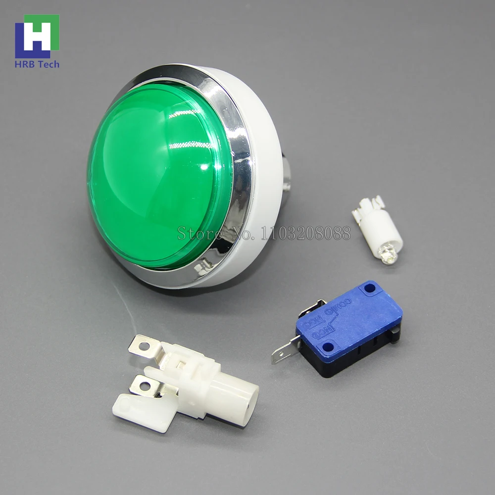 10pcs 60MM Chrome Plated Silver Arcade Illuminated Push Button Switch Button 12V Led Start Button Arcade Game Machine DIY Parts