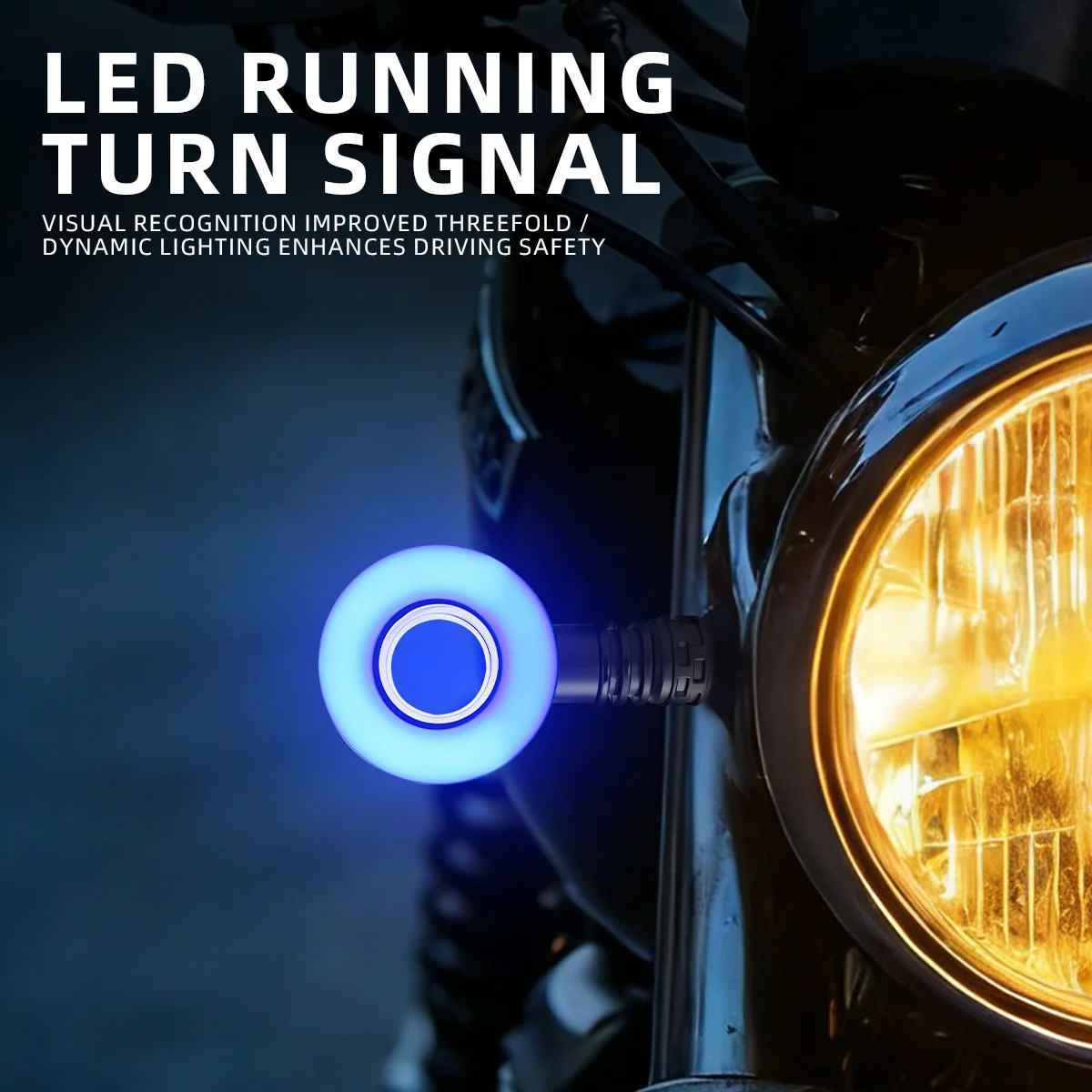 2X Motorcycle LED Turn Signal Light Flowing Circular Design DRL Dual Color Blinker Indicator Universal Motorcycle Tail Lamp 12V