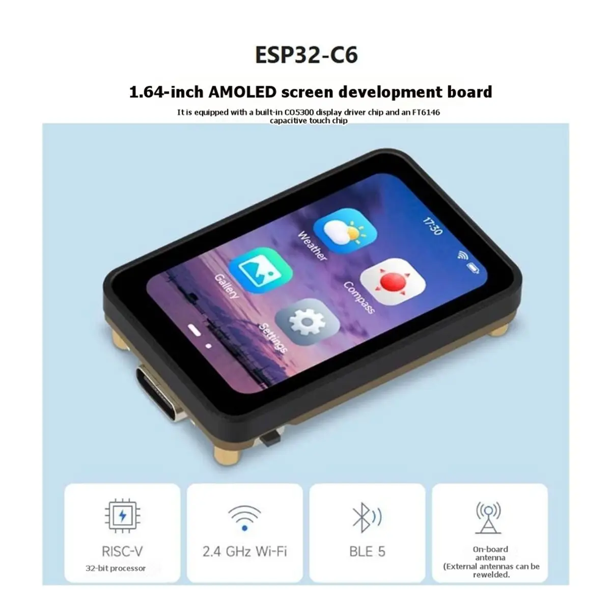 superdeal-go-c6-164-inch-lcd-280x456-touch-amoled-display-wifi-bluetooth-wireless-development-board-unsoldered-pin-headers