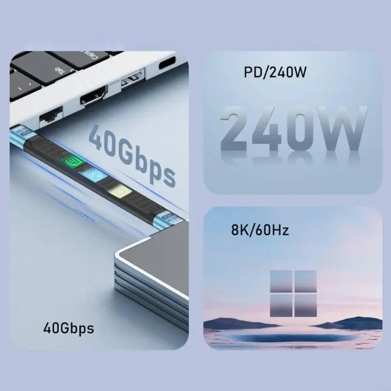 G6DD High-Speed USB C Cable Type C Male to Type C Male Charging Cable 240W Quick 8K Video 40Gbps for Phone, Flexible