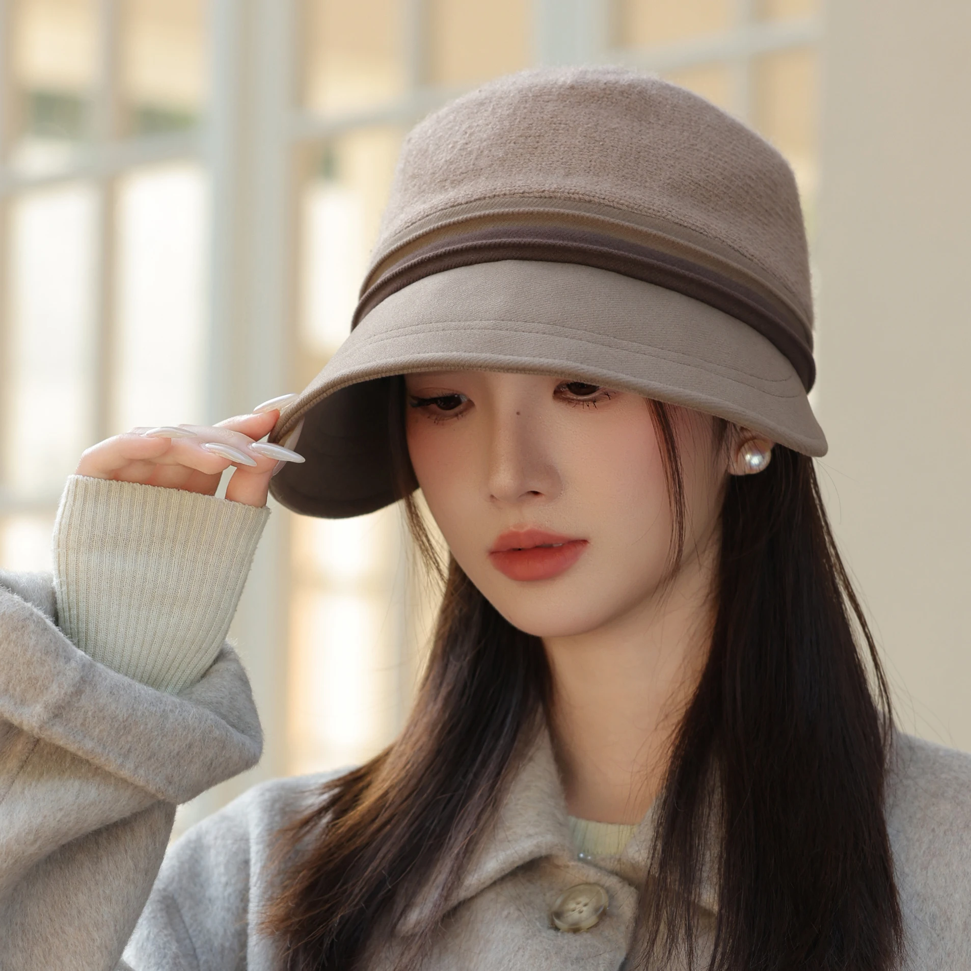 HT5016 Eimer Hut Hohe Qualität Herbst Winter Wolle Hüte für Frauen Damen Packbare Breite Krempe Hut Weibliche Elegante Angeln Eimer Kappe – Detail 15