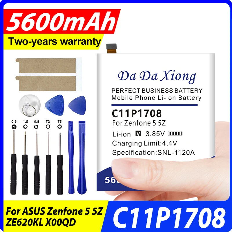 

DaDaXiong 100% NEW Replacement Battery C11P1708 For ASUS Zenfone 5 5Z ZE620KL X00QD ZS620KL Z01RD Phone Battery 5600mAh