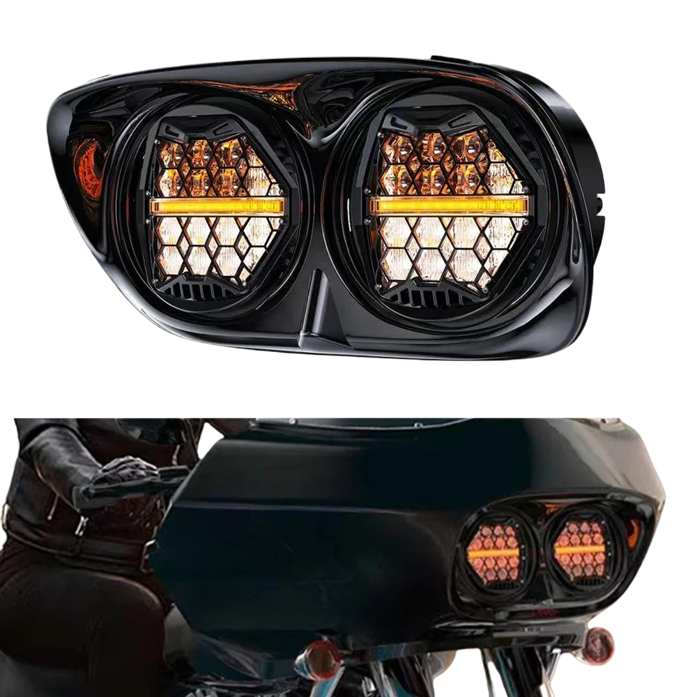 Voor 1998-2013 Harley Davidson Road Glide EFI FLTRI FLTR Motorfiets Koplamp Koplamp Front Head Richtingaanwijzer Daglicht Lamp Lamp - afbeelding 2