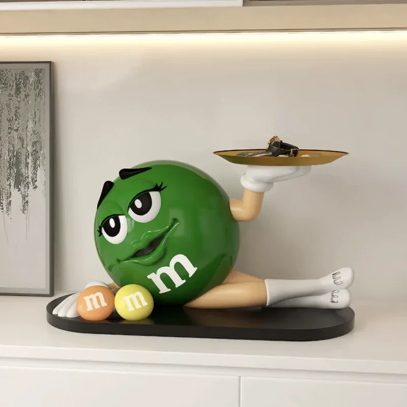 M&ms Desktop Decoration Cartoon M Bean Man Sculpture Storage Tray Cute Table Ornament Key Snack Plate Modern Living Room Decor