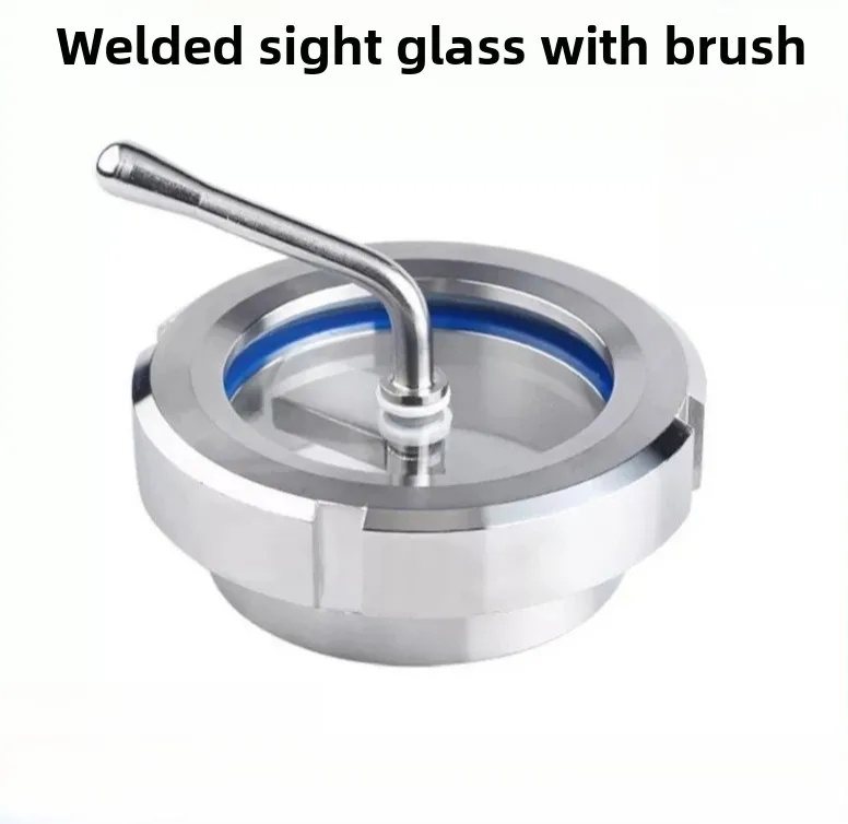 For 304 Stainless Steel Sanitary Grade Welding Splice Mirror Brushed Wiper Glass Observation Mirror Threaded Splice Knot