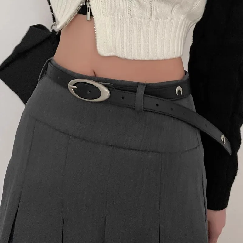 Cinturón Vintage Luna estrella Punk media luna decoración pareja Y2k hebilla Metal gótico hombres mujeres Pu cuero pretina Jeans pantalones cinturones