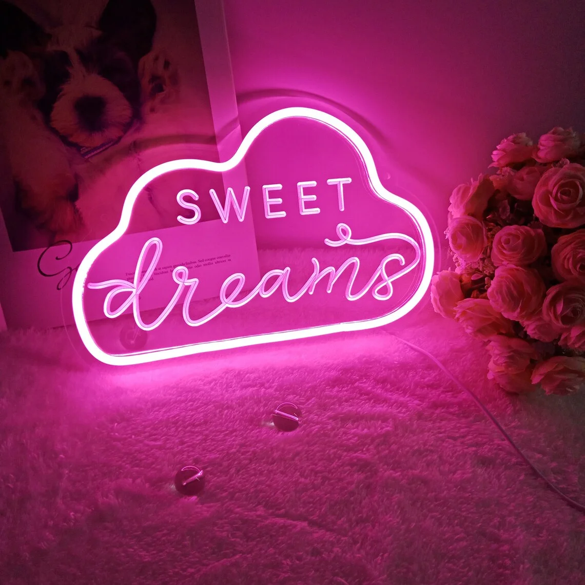 

Neon Sign Sweet Dreams Night Light Children's Room Girl Bedroom Decoration daughter's favorite gift 31x20cm