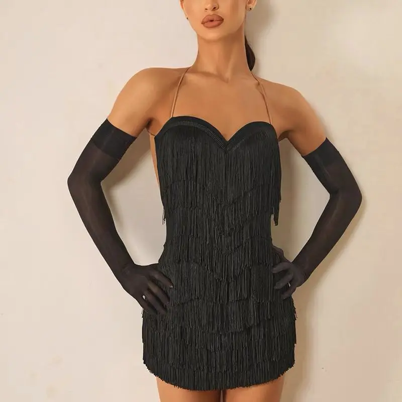 Women Fringe Dress Competition Dress Cha Cha Dance Dress Rumba Tango Dance Performance Costume  Latin Dance Clothes