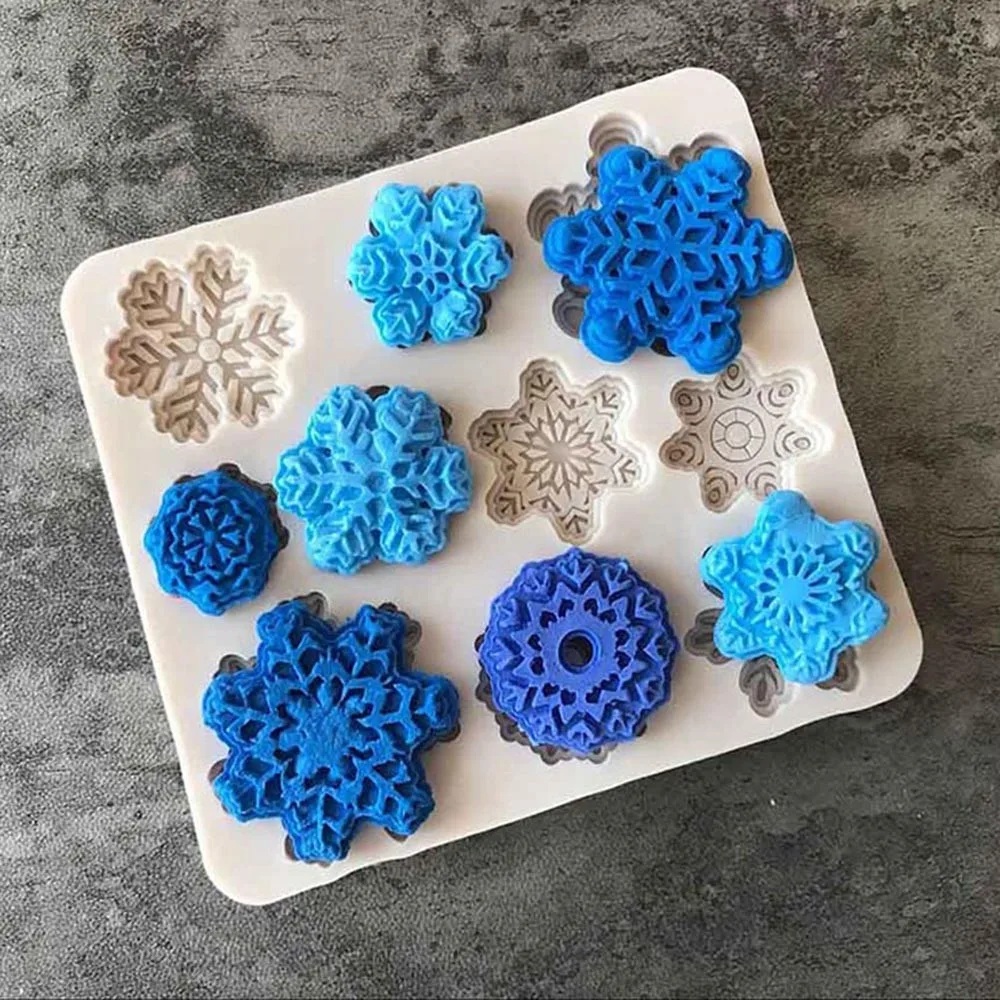 Christmas Theme DIY Silicone Baking Cake Molds Different Snowflake Shape Candy Chocolate Mold Home Kitchen Baking Shop Supplies
