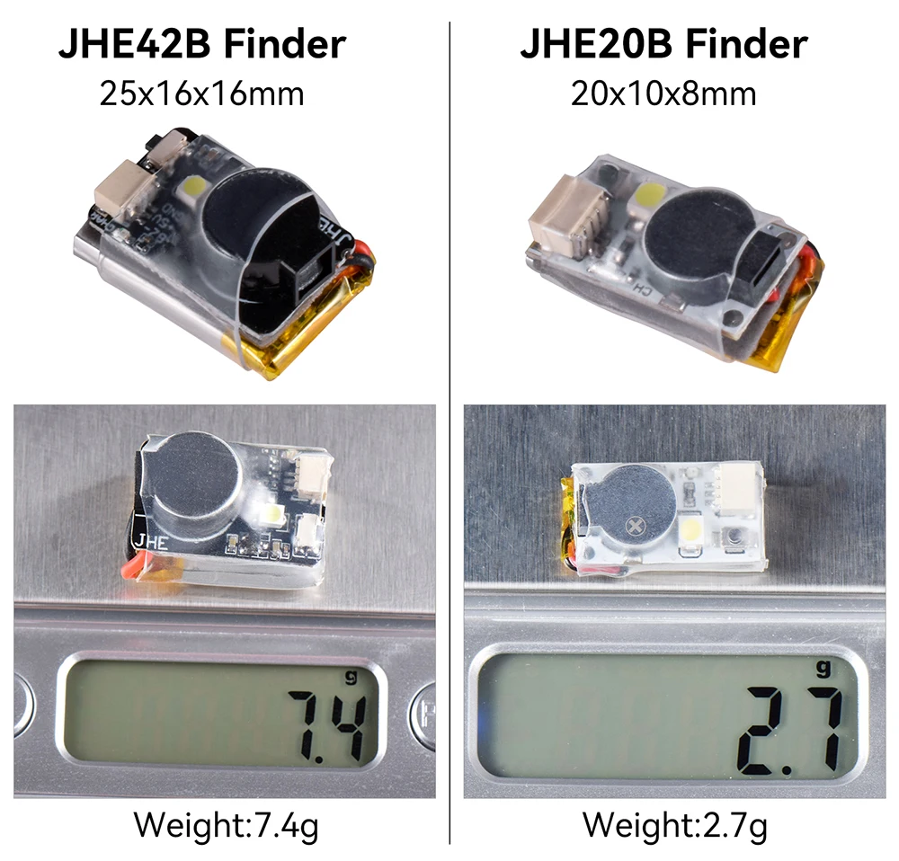 JHEMCU JHE42B/JHE20B buscador de Mini zumbador antipérdida súper fuerte, 5V, 110dB con alarma LED para Dron RC FPV