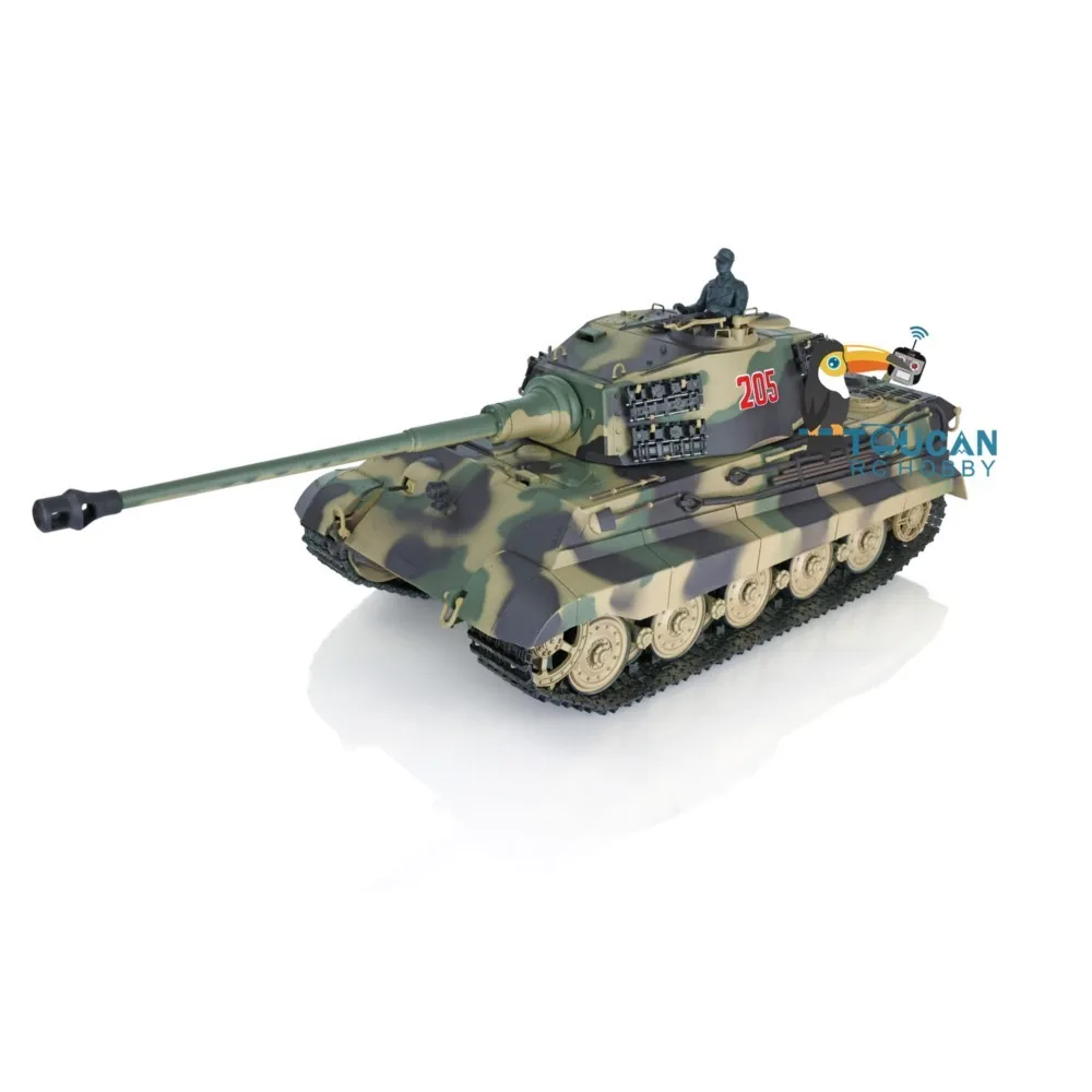 Henglong 1/16 7.0 Plastikowy Czołg RC King Tiger 3888A z Obrotową Wieżyczką 360°, Efektem Odrzutu Lufy, Efektem Dymu, Opancerzony Model dla Dorosłych TH17521-SMT7