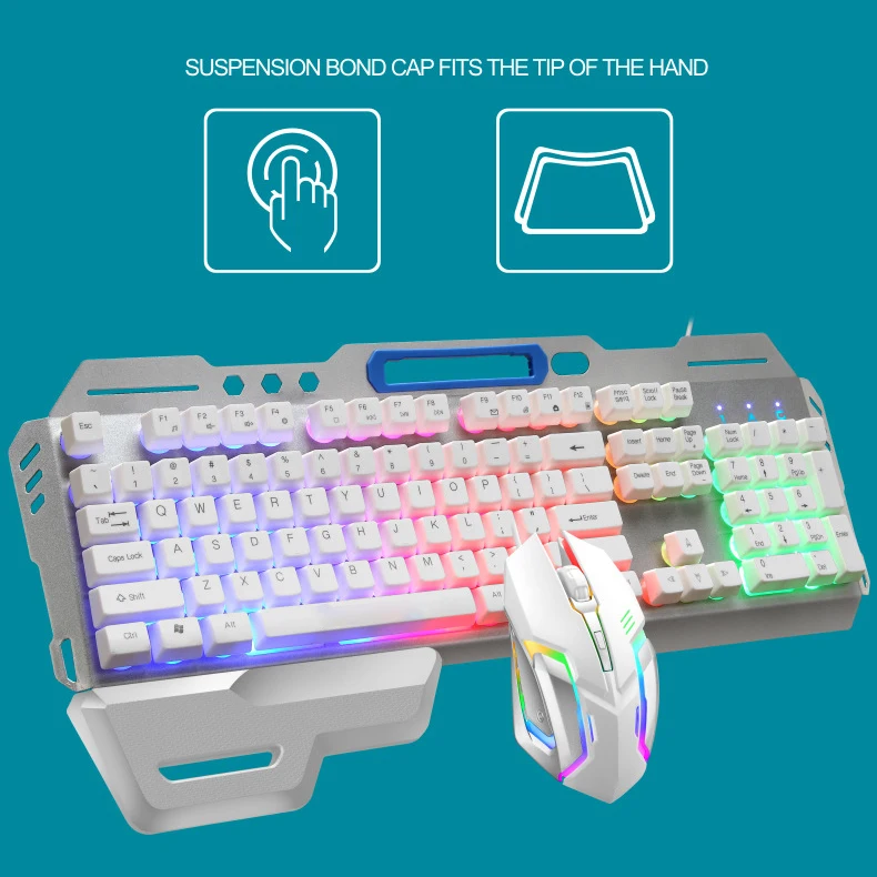 

Wired RGB Keyboard And Mouse Set Gaming Keyboard Rainbow Backlight Usb Ergonomic Gamer Set With Hand Rest Usb Port For PC Laptop