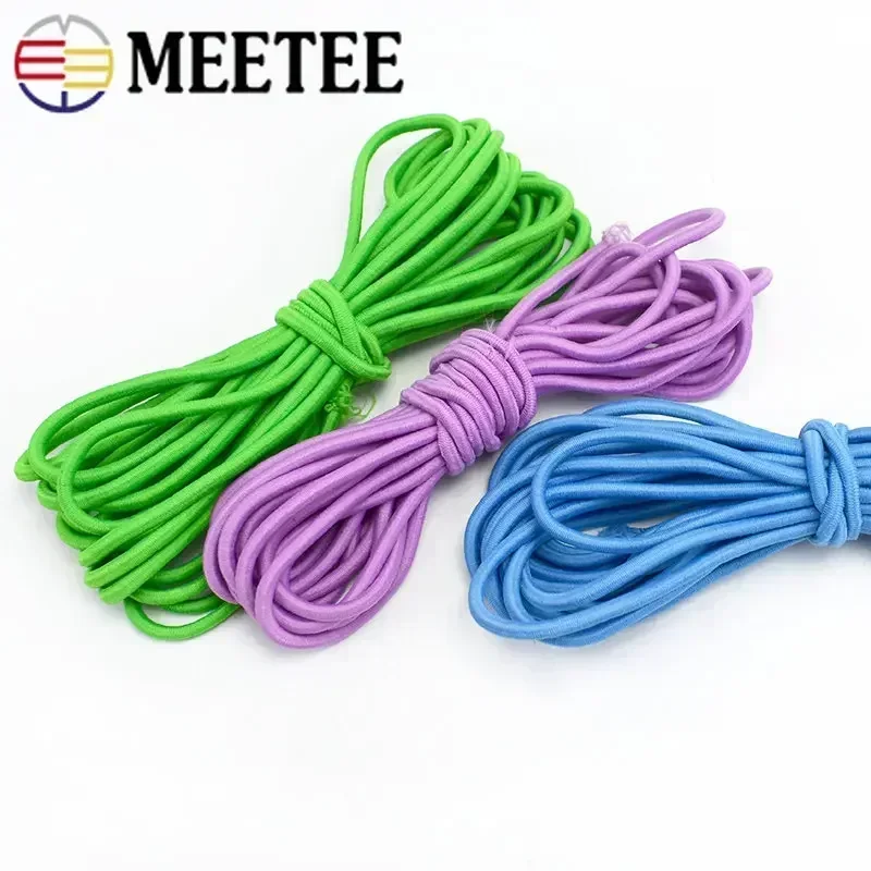 2/5/10Meters Meetee 5mm Colorful High-Elastic Rope Round Stretch Elastic Cord Rubber Band Headwear Belt Garment Sewing Accessory