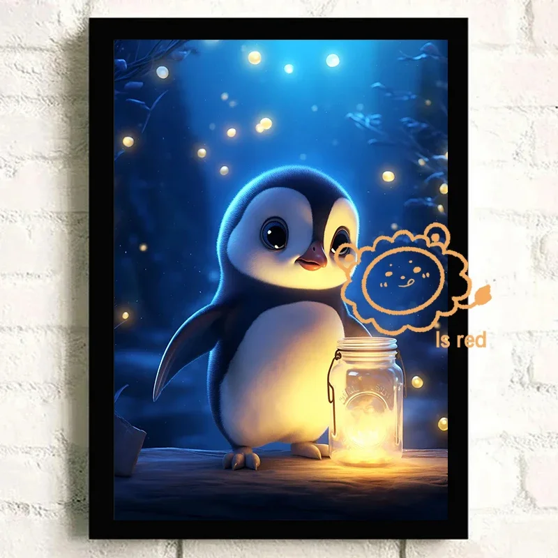 Cute Animals Poster fox Luminous Owl Luminous Otter Luminous Glow Canvas printing Home Room Wall decoration frameless painting