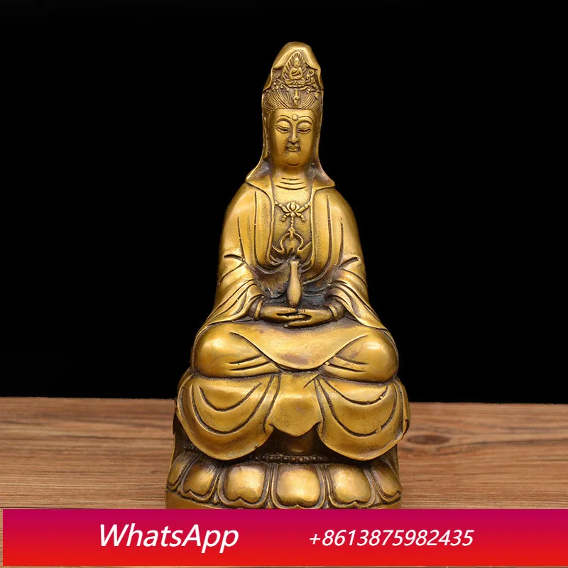 

LTT Brass Closed Lotus Base Copper Guanyin Buddha Statue Copper Lotus Guanyin Ornament