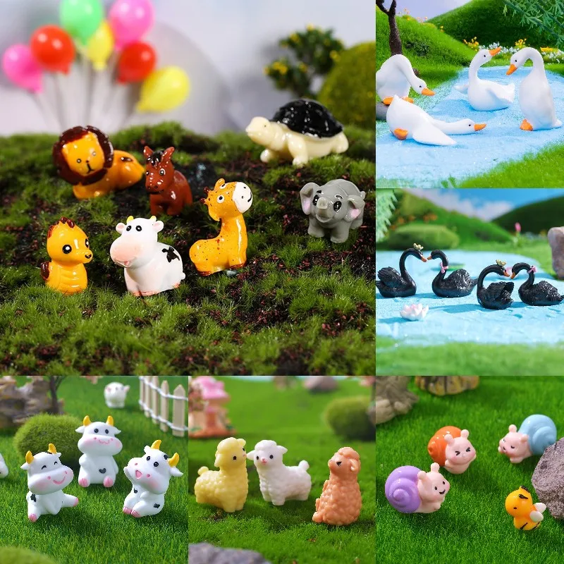 Mini Cute Gooses Figurine Animal Model Moss Micro Landscape Home Decor Miniature Fairy Garden Decoration Accessories