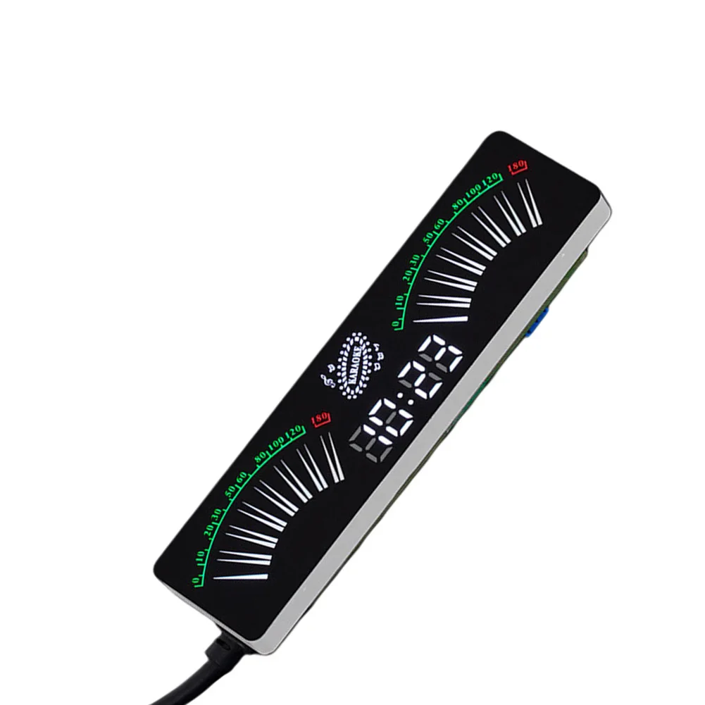 Fan-Shaped LED Sound Level Indicator with RGB Color Cycling Display Driven by Internal Microphone and USB 5V Power Source