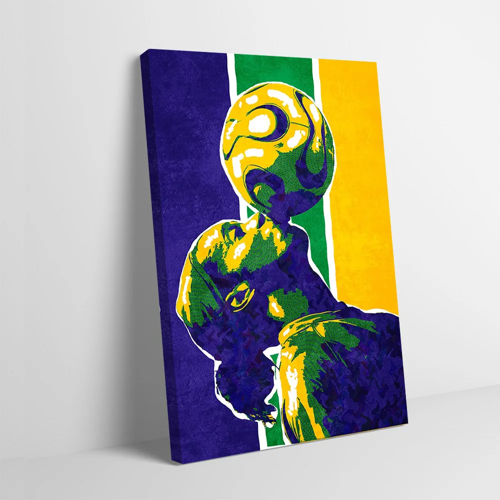 

Soccer Player With Ball Printing Poster Customizable Pictures Wall Art Canvas Painting Gift for Interior Decoration Living Room