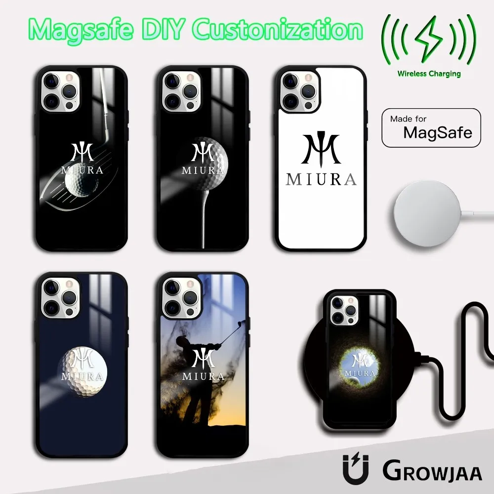 M-MiuraS Golf Luxury Phone Case For IPhone 16 15 14 13 12 11 Pro Max Plus Mini Magsafe Mirror Wireless Magnetic Cover