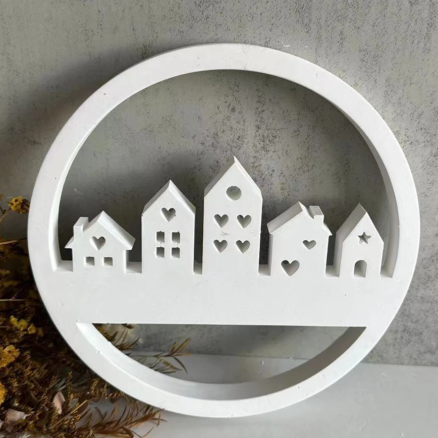 House Listing Decor Silicone Molds Gypsum Concrete Moulds Heart House Casting Moulds Home Decor Resin Casting Aromatherapy Mould